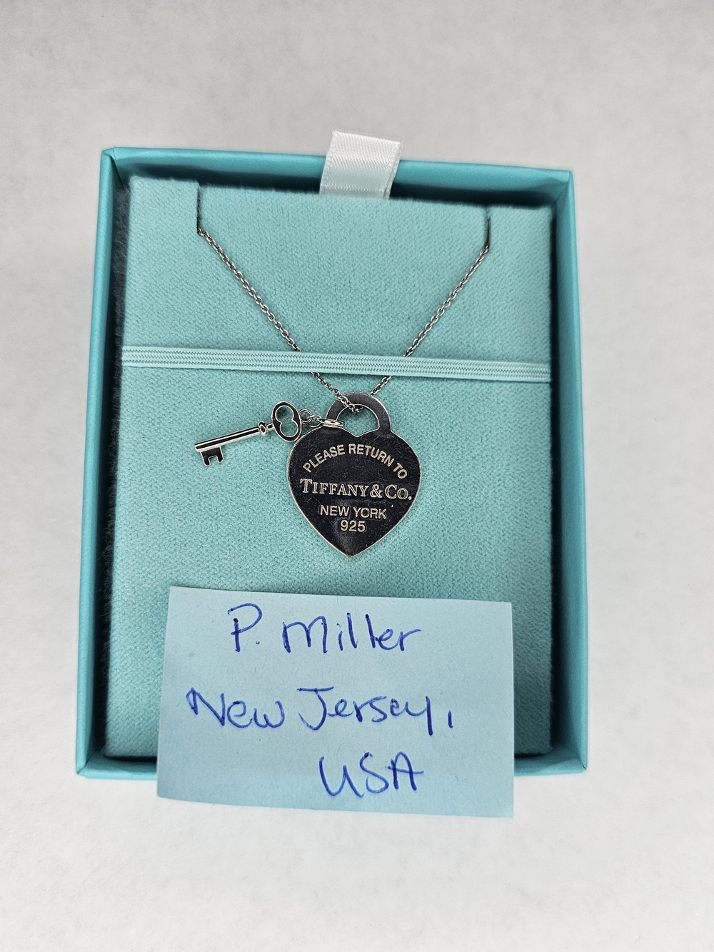 Tiffany & Co. Sterling Silver Heart Tag and Key Necklace - Silver